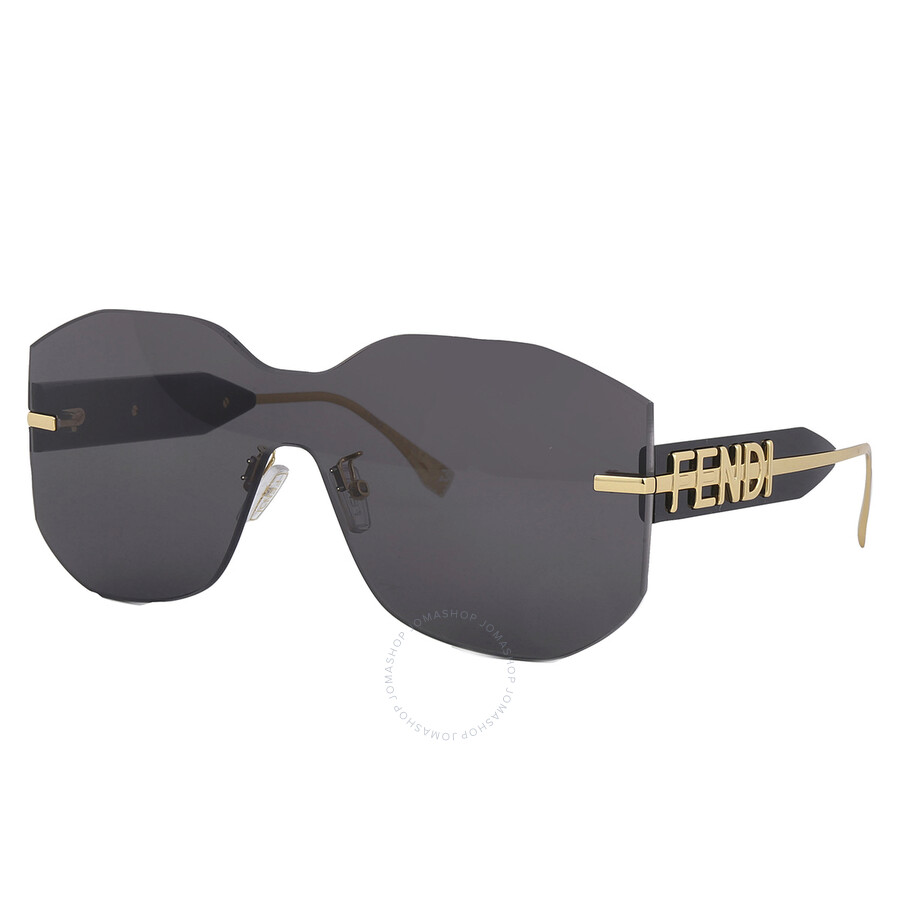 Shop Fendi Grey Shield Ladies Sunglasses Fe40067u 30a 00 In Gold / Grey