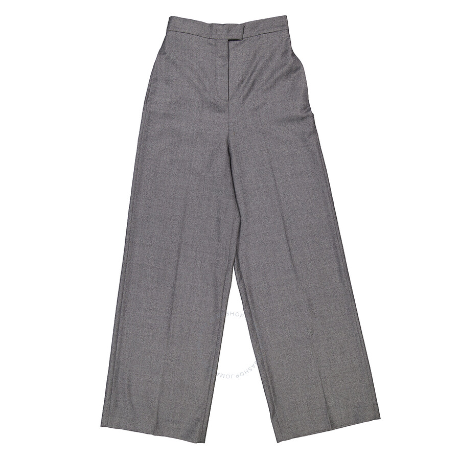 Fendi Wide Leg Wool Pants In Grey