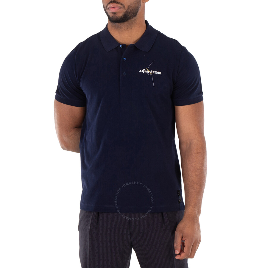 Fendi Logo Embroidered Regular-Fit Polo Shirt, Size Small