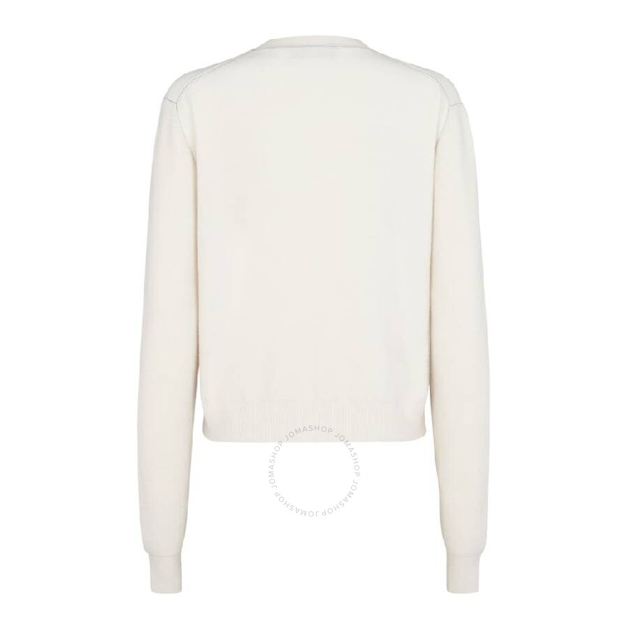 Fendi Ivory Stretch Cashmere Blend Sweater In White