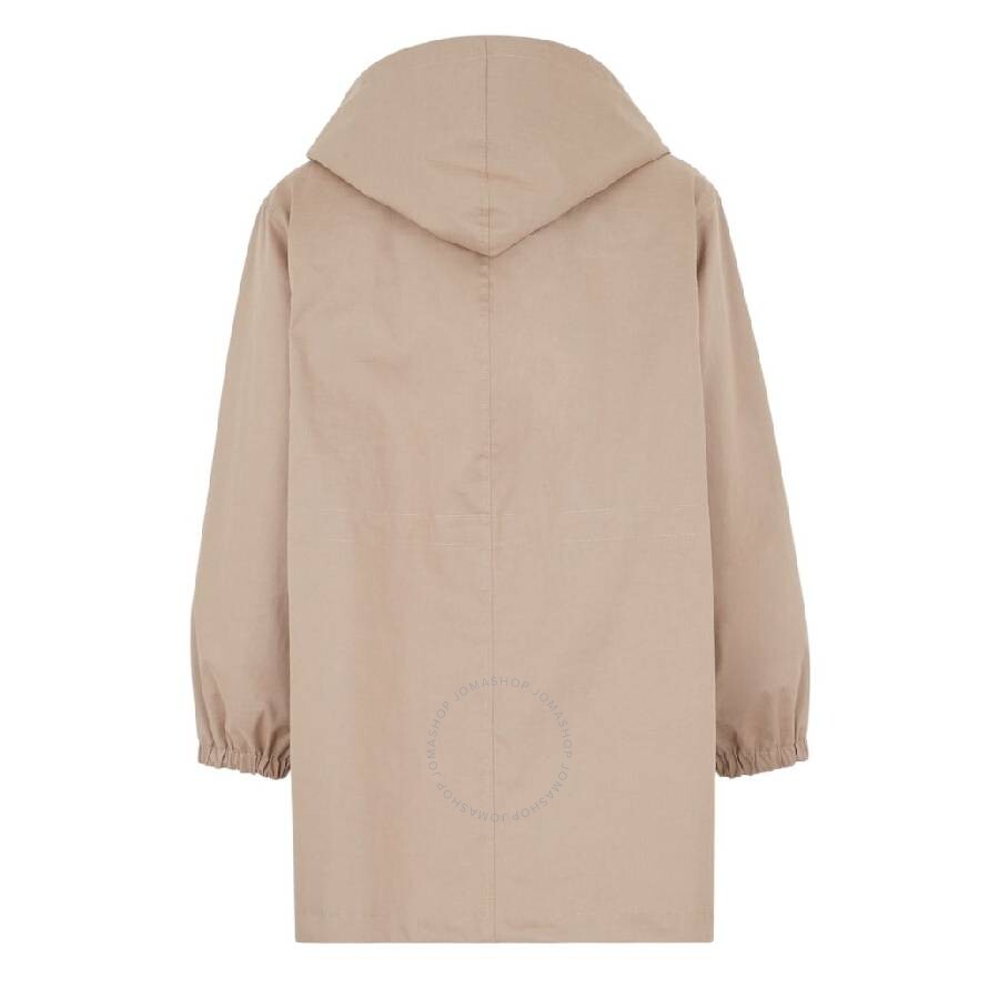 Fendi Logo Detailed Hooded Parka Jacket In Nude