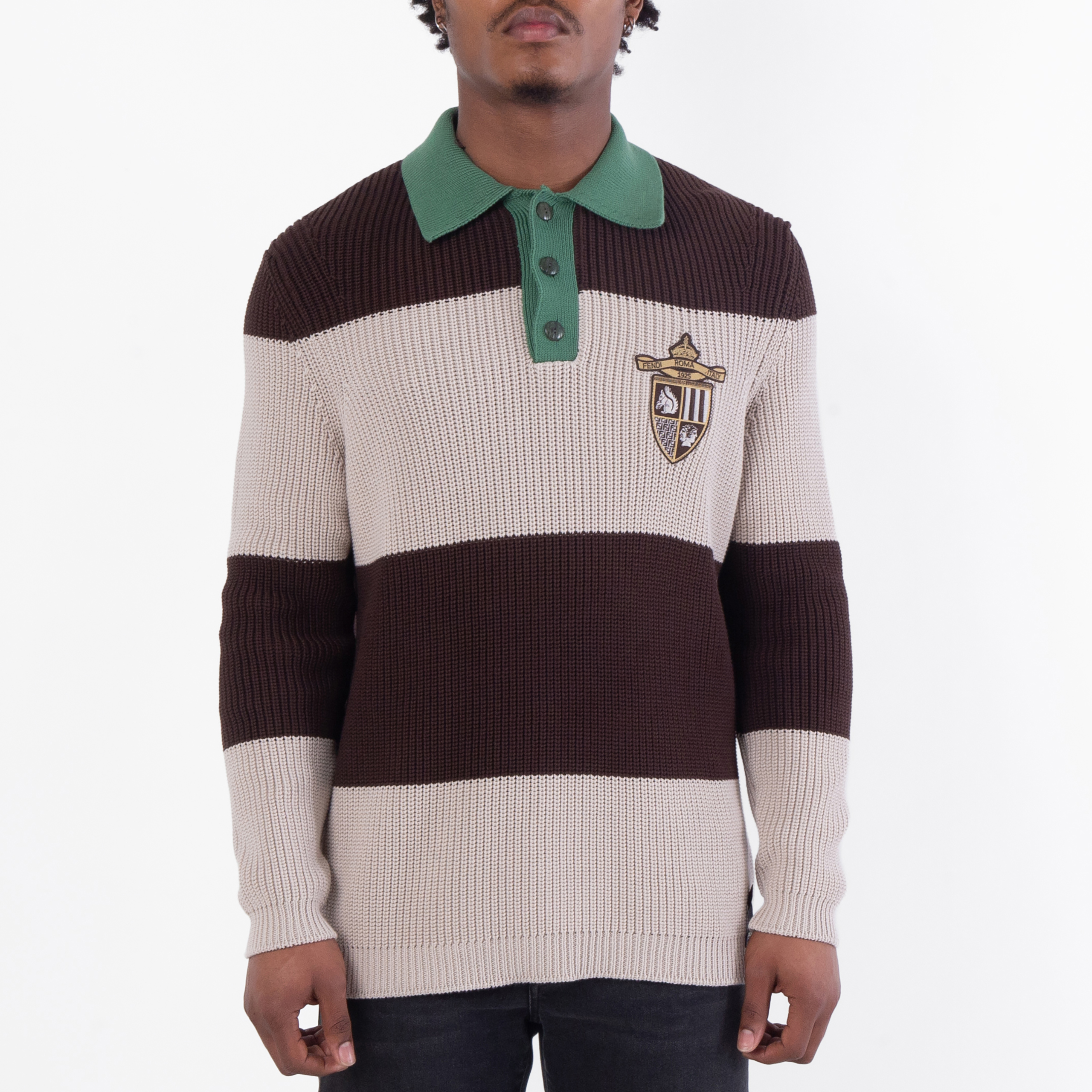 Fendi Men's Cotton Polo Shirt, Brand Size 46 ( US Size 36 ) FZC358
