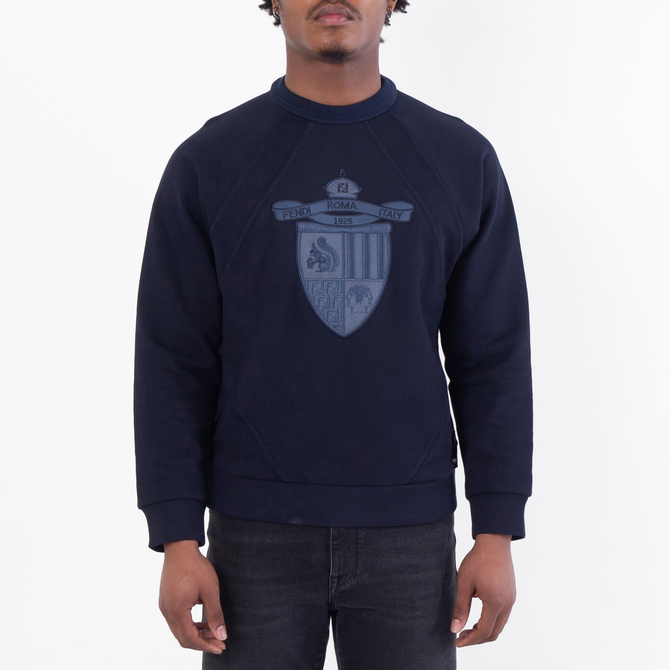 Fendi Men's Crest Print Sweatshrt, Size Small FY3950-AU9C-F0QB0