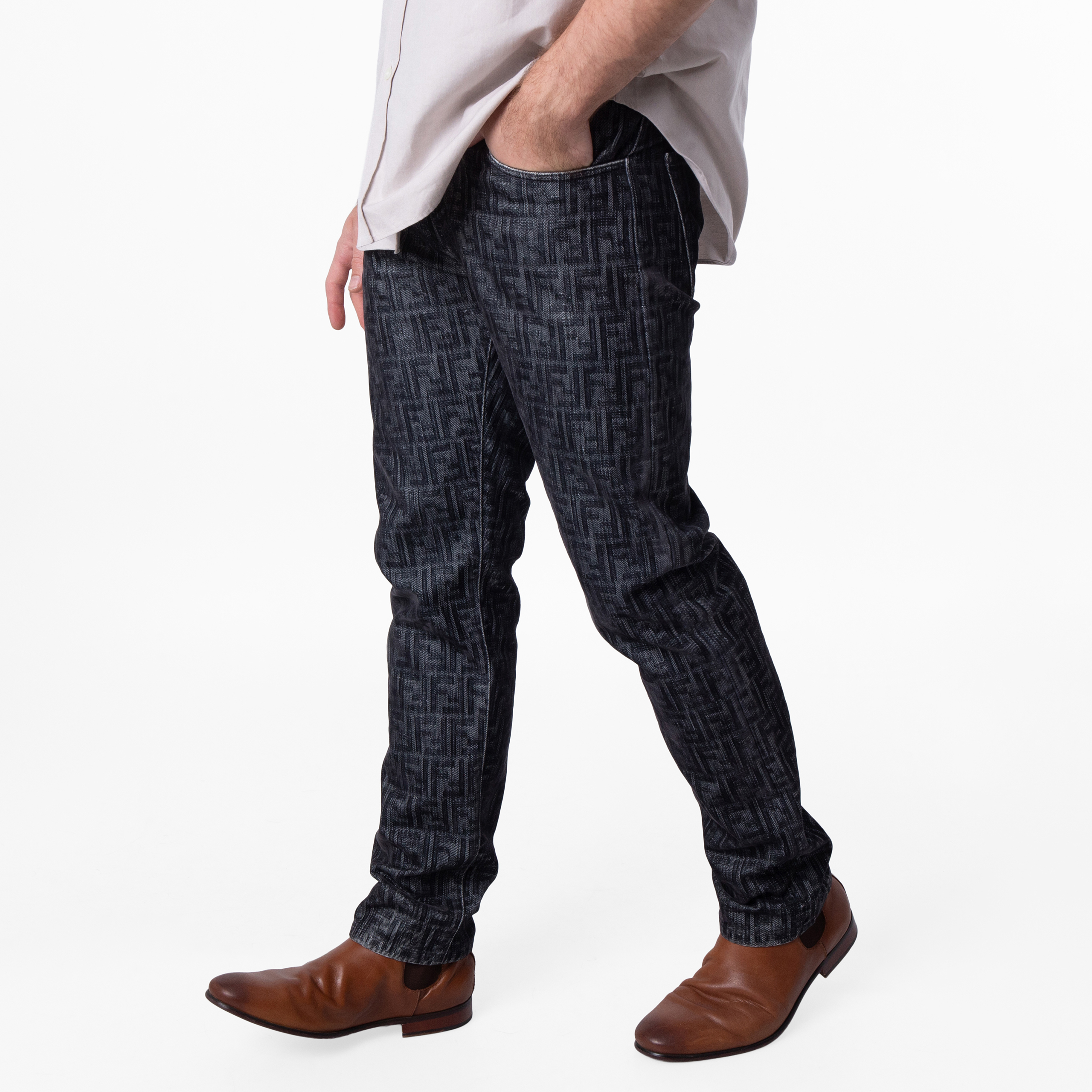 Fendi Men's Straight Leg FF Jeans, Waist Size 31