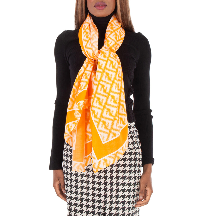 Motif Print Cotton Blend Scarf