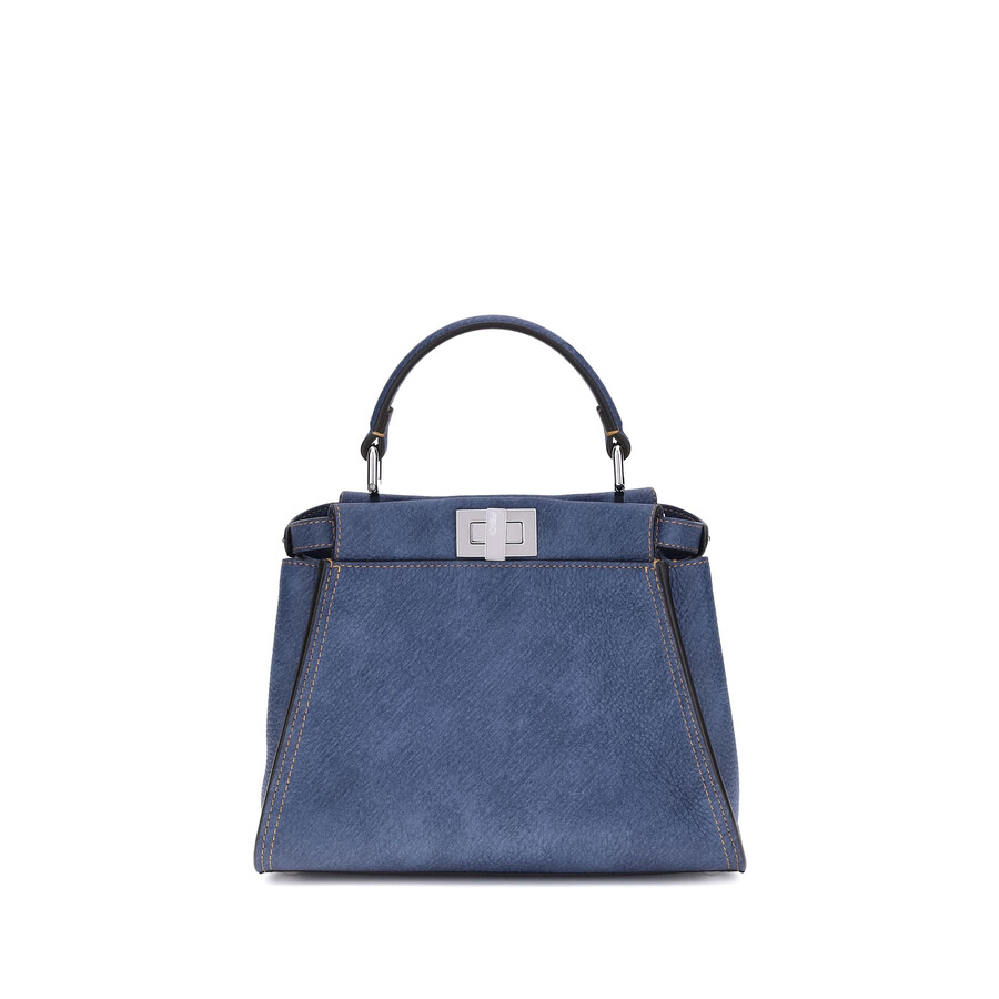 Fendi Blue Calf Leather Bos Taurus Shoulder Bag In Blue