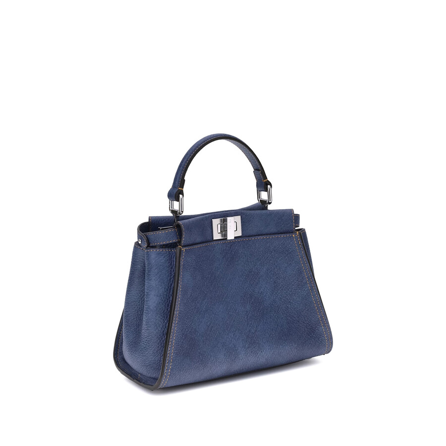 Fendi Blue Calf Leather Bos Taurus Shoulder Bag In Blue
