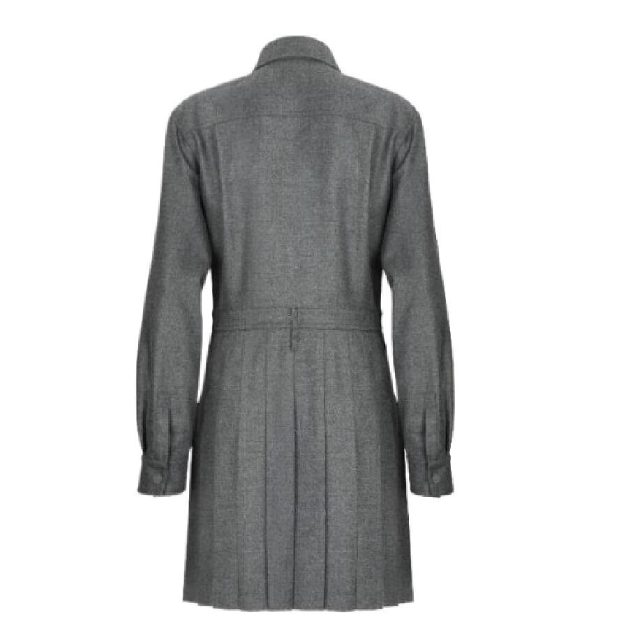 Fendi Pleated Long Sleeves Wool Dress In Grey