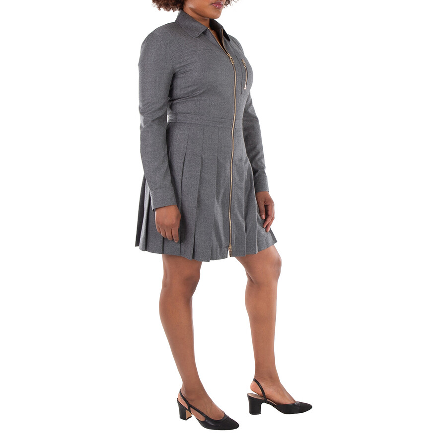 Pleated Long Sleeves Wool Dress