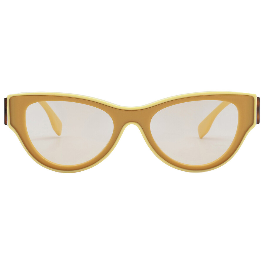 FENDI キャットアイフレムサンクラス FE40135I 39E Fendi Shiny Light Brown Shield Ladies Sunglasses FE40135I