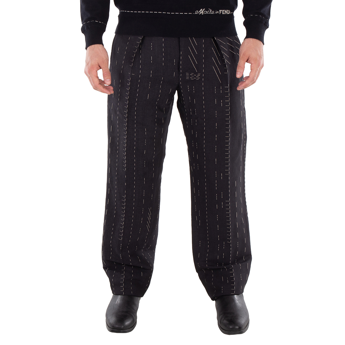 Fendi Straight-Leg Pleated Pants, Brand Size 48 (Waist Size 32