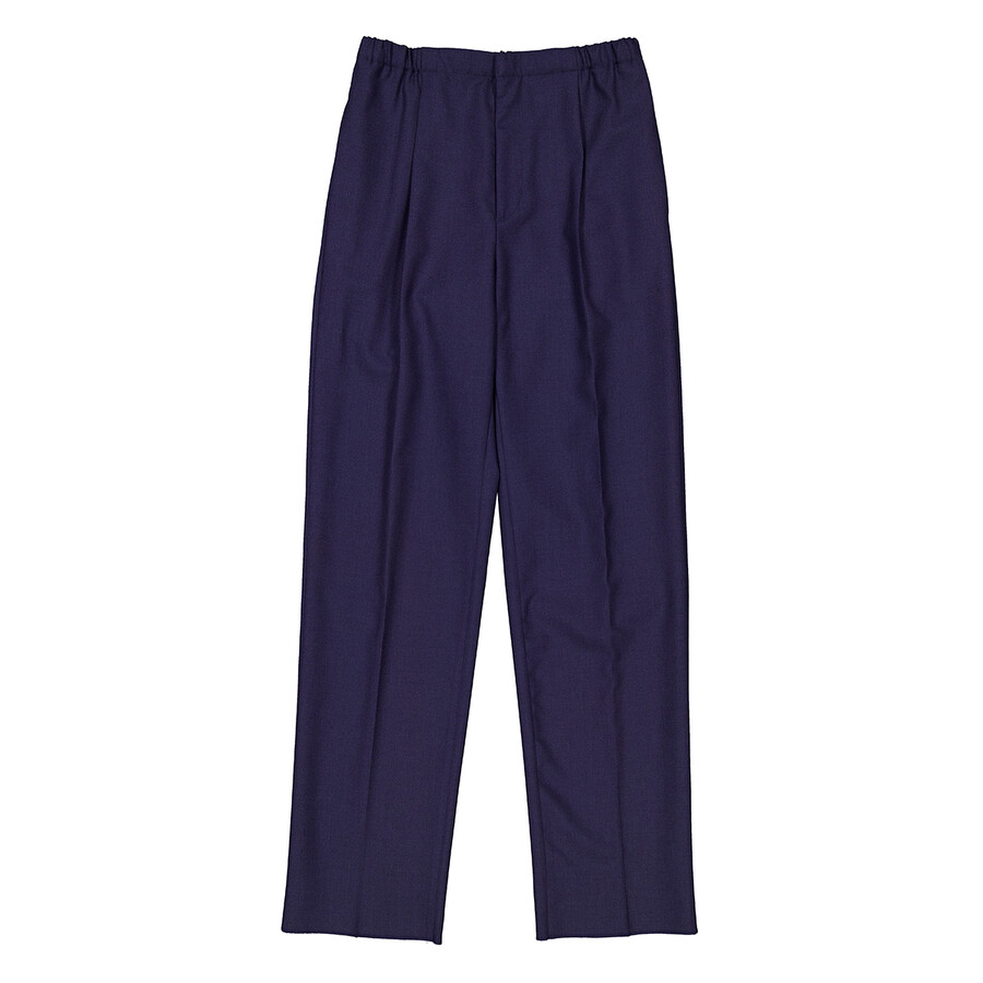 Fendi Blue Straight Pants In Wool Man