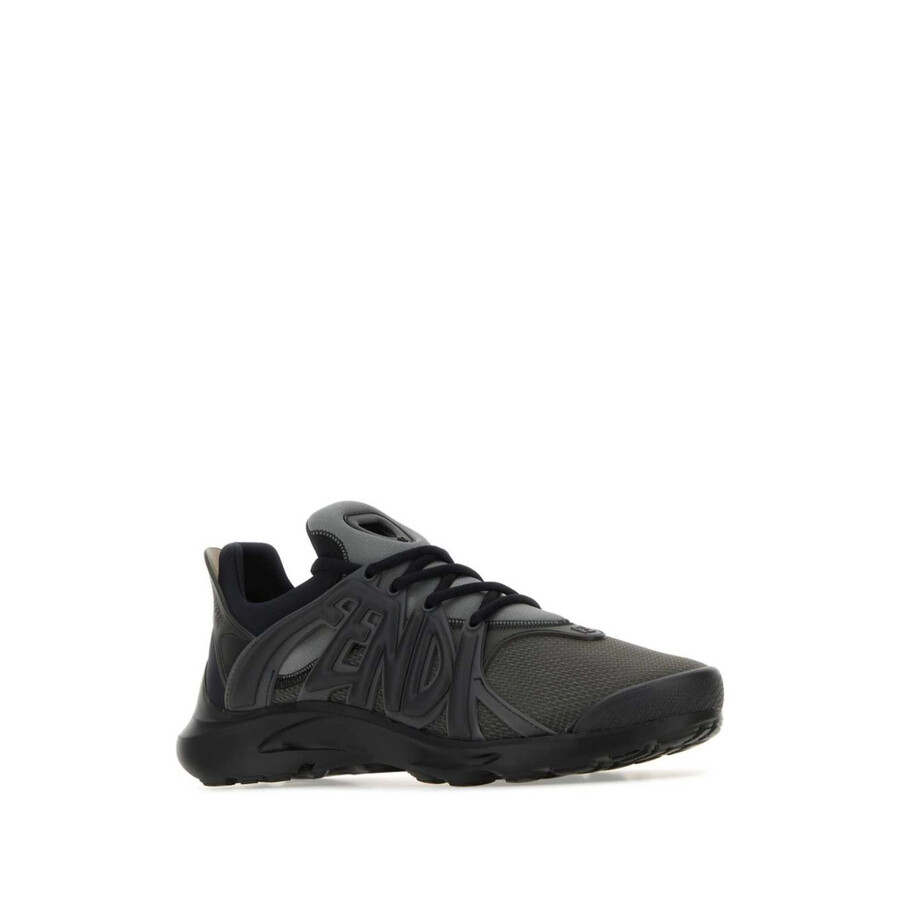 Fendi Tag Technical Mesh Running Sneakers In Black