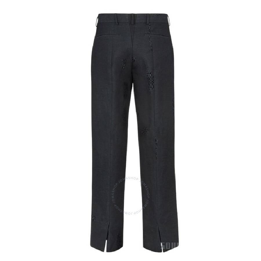 Fendi Tailored Woven Pattern Trousers In Black