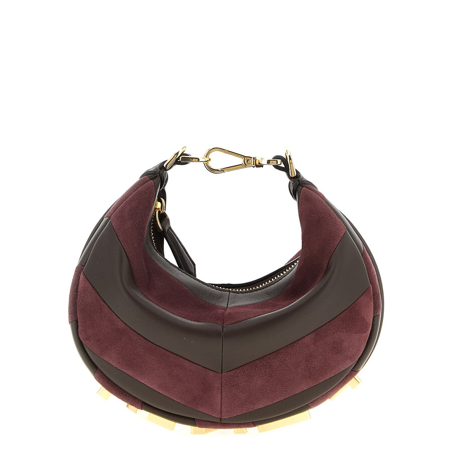 Fendi Mini-bag In Leather And Suede With Two-tone Inlay In Brown