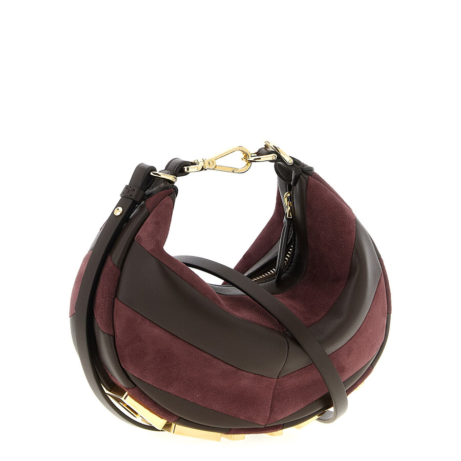 Fendi Mini-bag In Leather And Suede With Two-tone Inlay In Brown