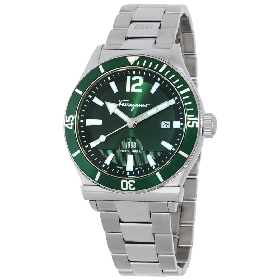 Ferragamo 1898 Quartz Green Dial Men's Watch SFFN00521