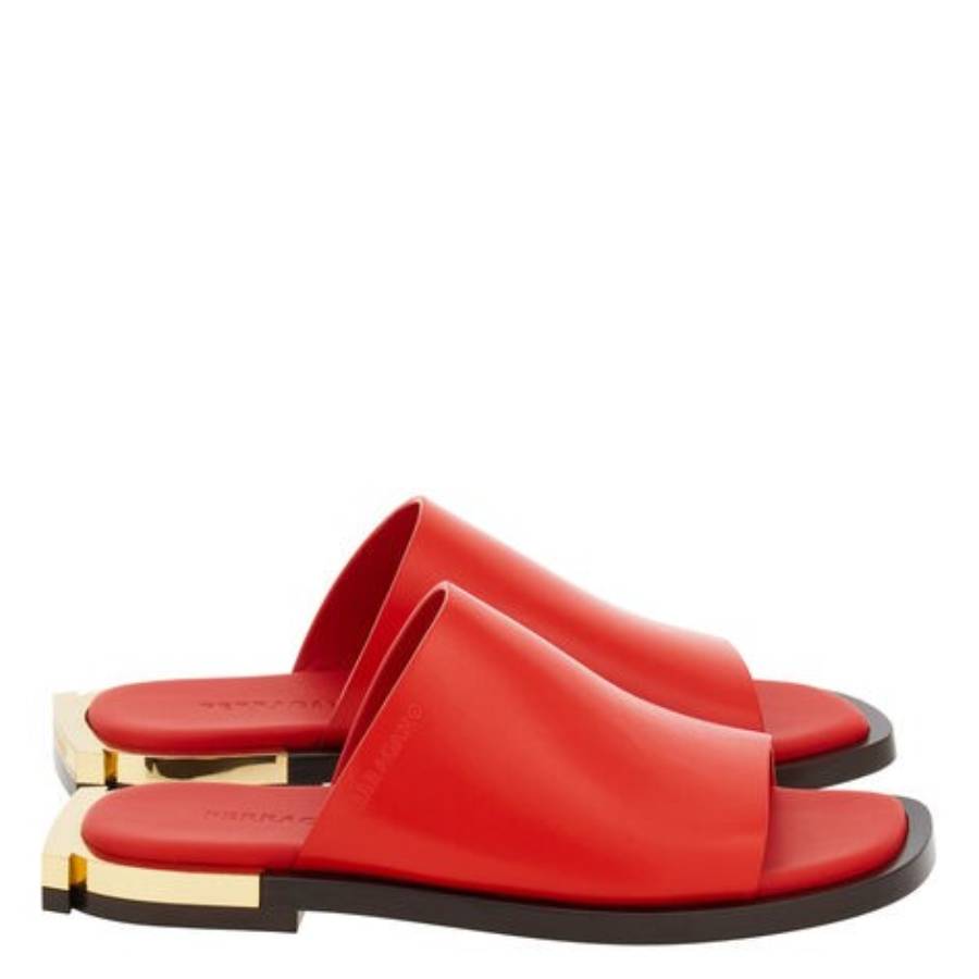 Ferragamo Aline Nappa Leather Slide Sandals In Orange