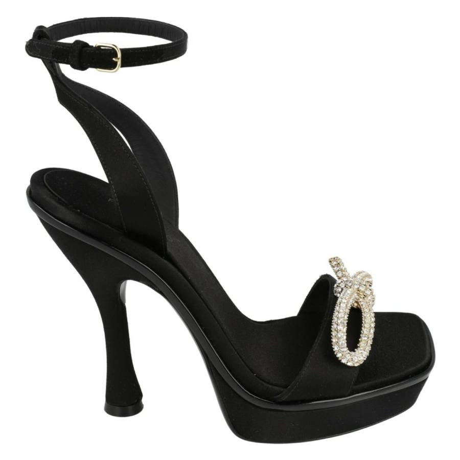 Ferragamo Allison Asymmetric Bow Platform Sandals In Black