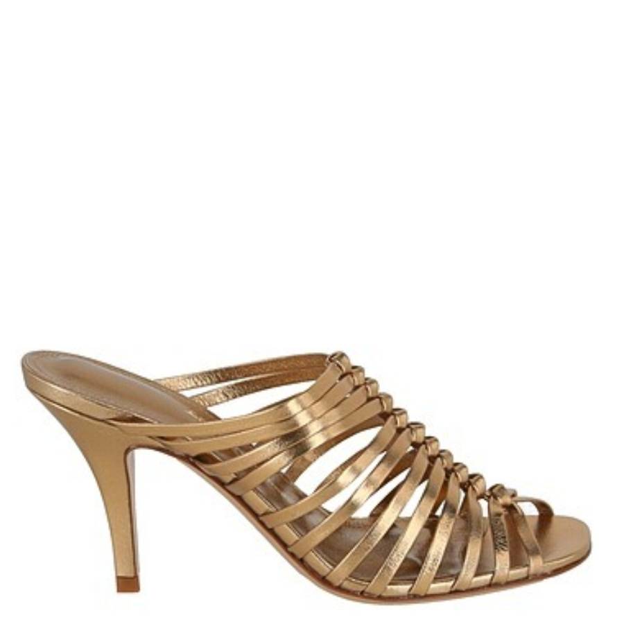 Ferragamo Antique Gold Jessa Braided Sandals, Size 8.5 C 01R631