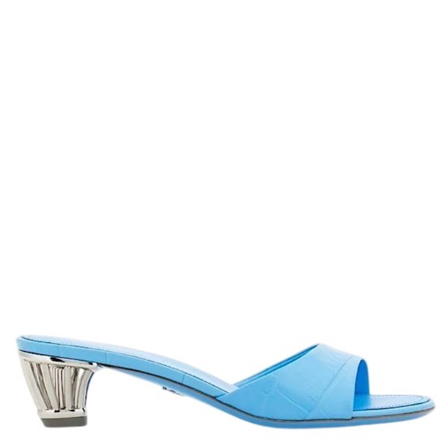 Ferragamo Arya 40 Cage Heel Mules In Blue