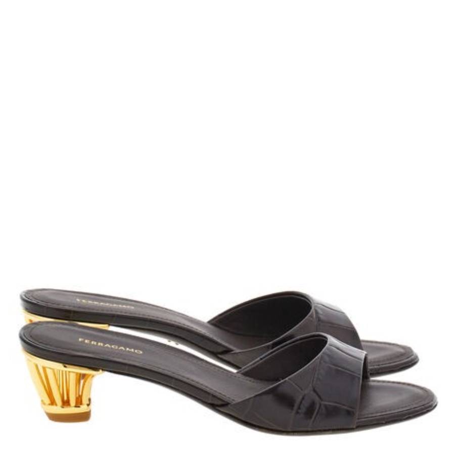 Ferragamo Arya 40 Cage Heel Mules In Black