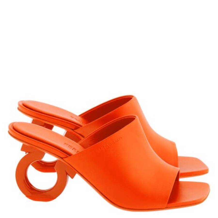 Ferragamo Astro 70 Elinda Slide Sandals In Orange