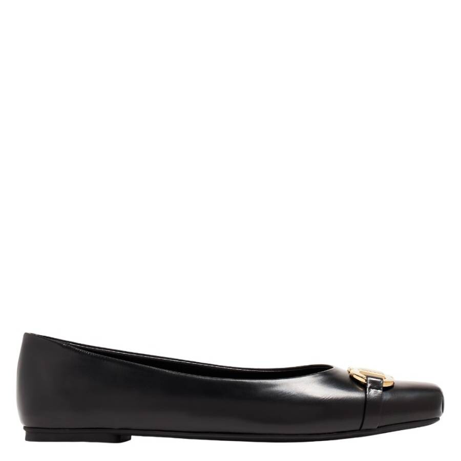 Ferragamo Ballet Flat With Gancini Ornament In Black
