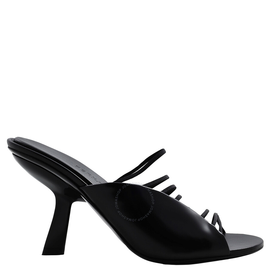 Ferragamo Black Leather Altaire 85 Sandals, Size 7.5 01F599