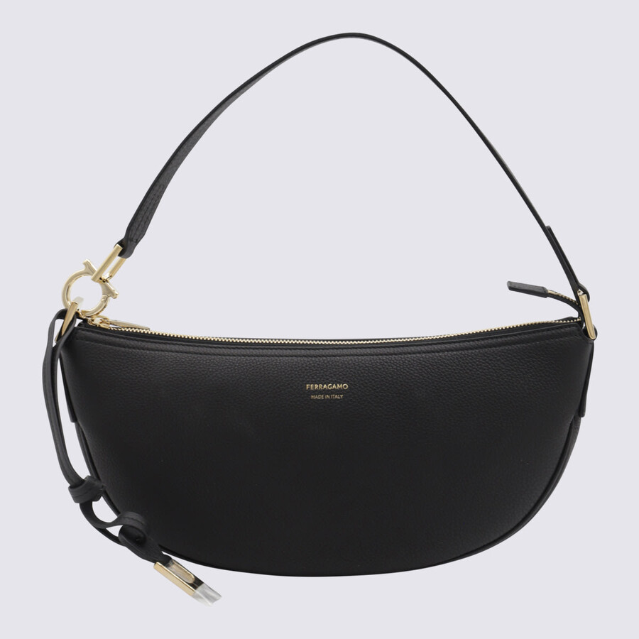 Ferragamo Black Leather Hobo Xs Crossbody Bag In Black