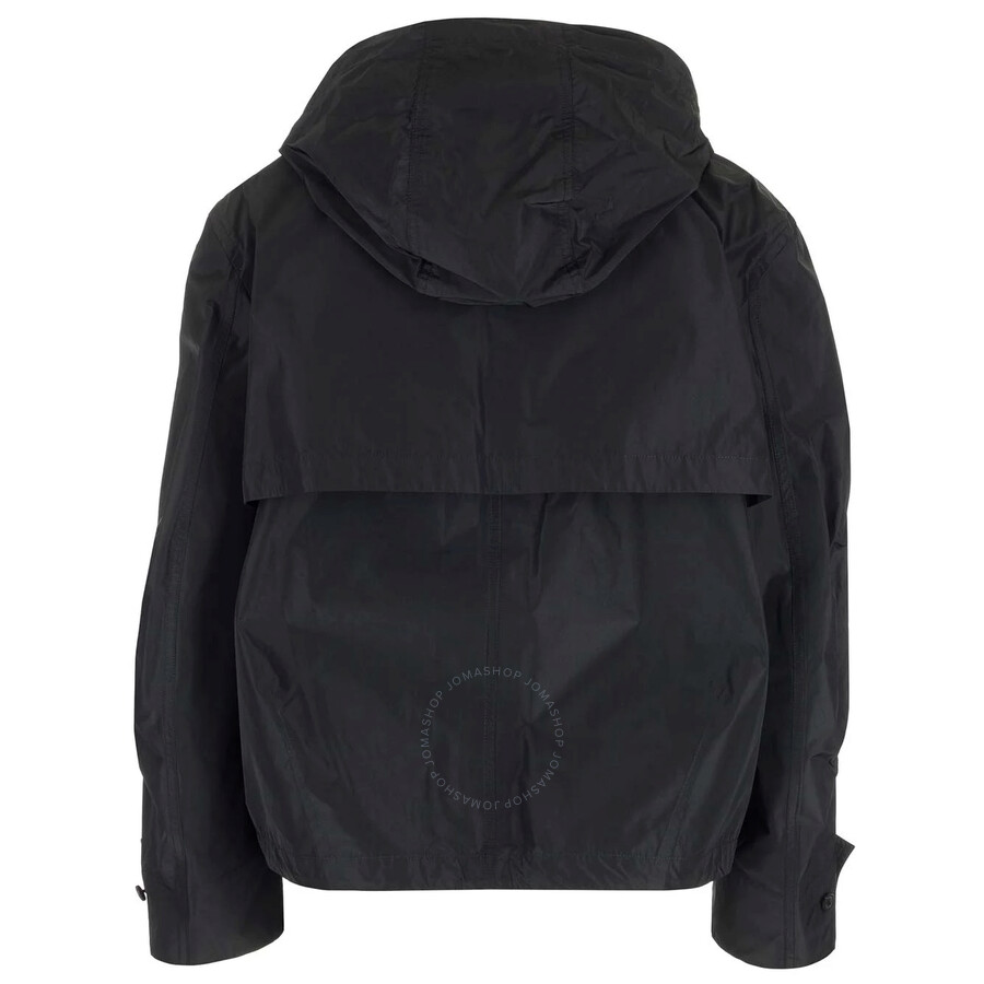 Ferragamo Black Taffeta Drawstring Hooded Jacket In Black
