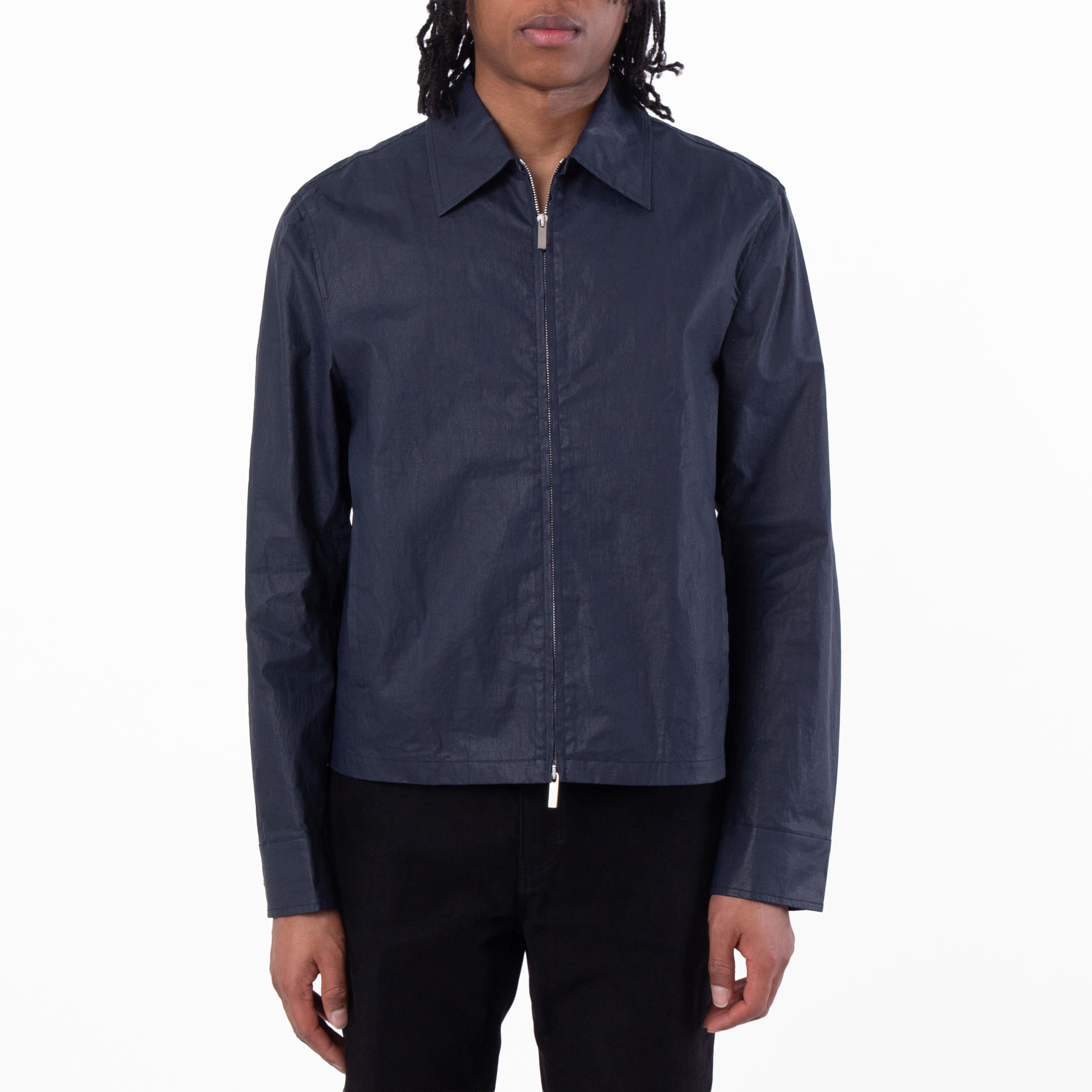 Ferragamo Blue Linen Blouson Jacket, Brand Size 50 ( US Size 40