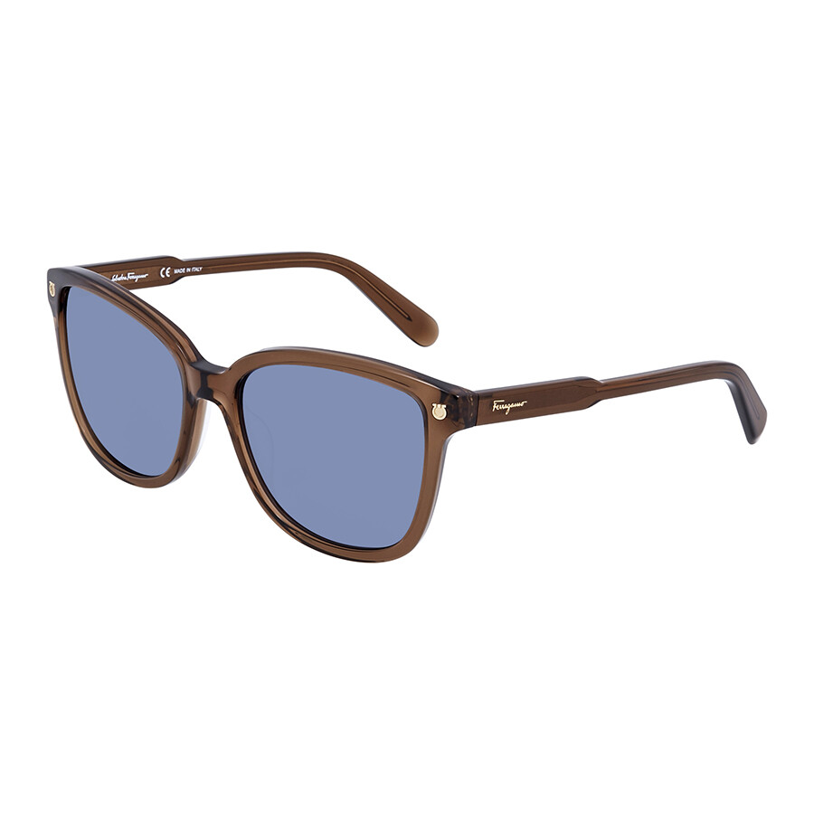 Shop Ferragamo Blue Square Sunglasses Sf815s 210 56 In Blue / Brown