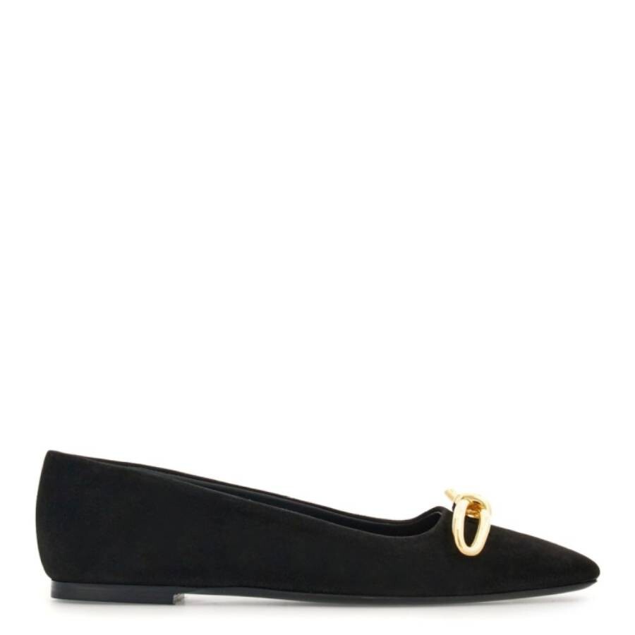 Ferragamo Bow-detailing Leather Ballerina Shoes In Black
