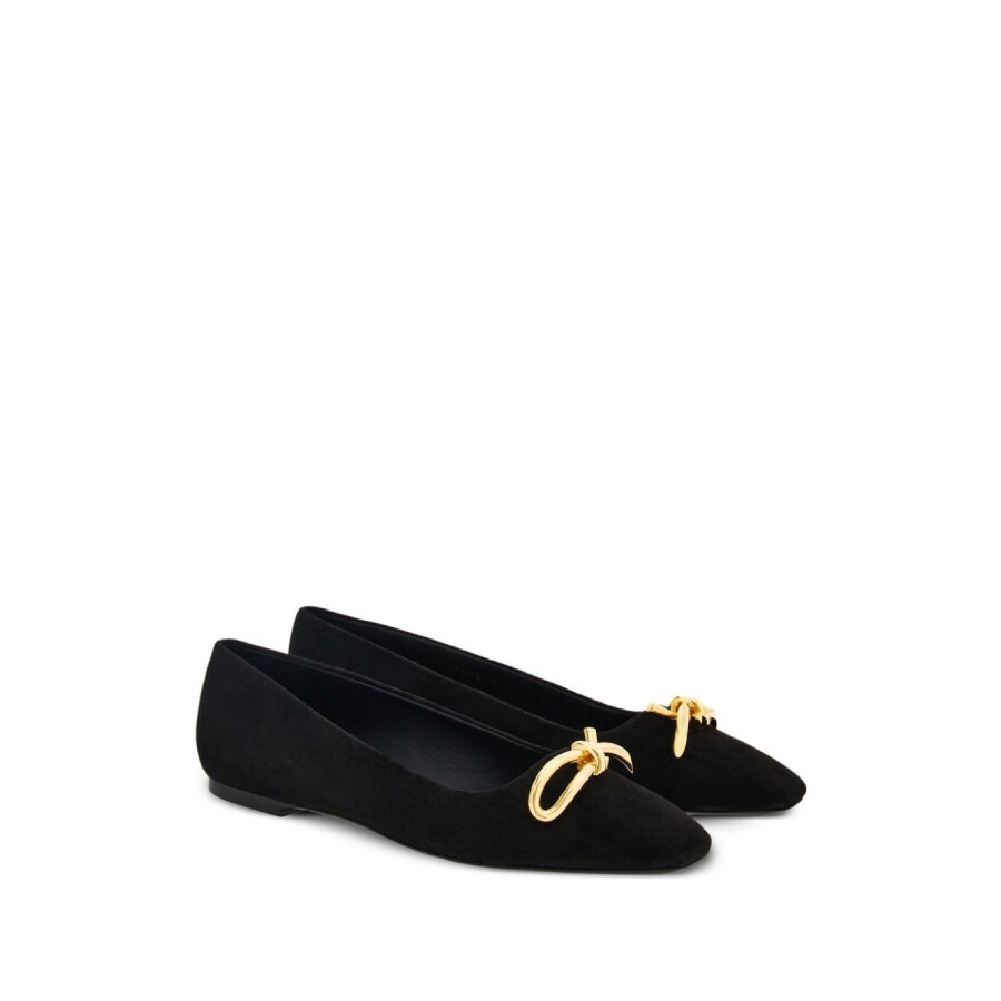 Ferragamo Bow-detailing Leather Ballerina Shoes In Black