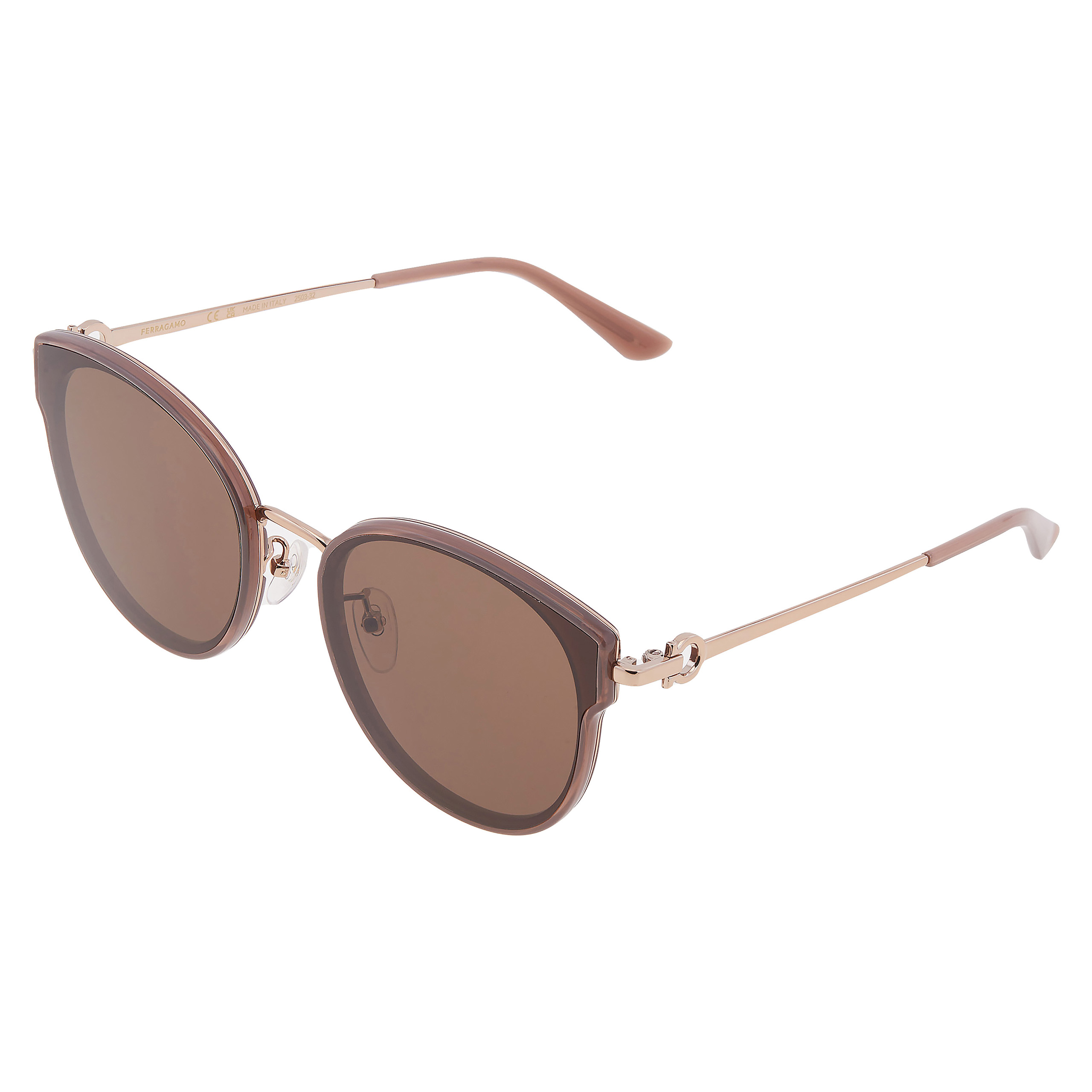 SALVATORE FERRAGAMO 브라운 오벌 유니섹스 선글라스 SF255SK 272 62
