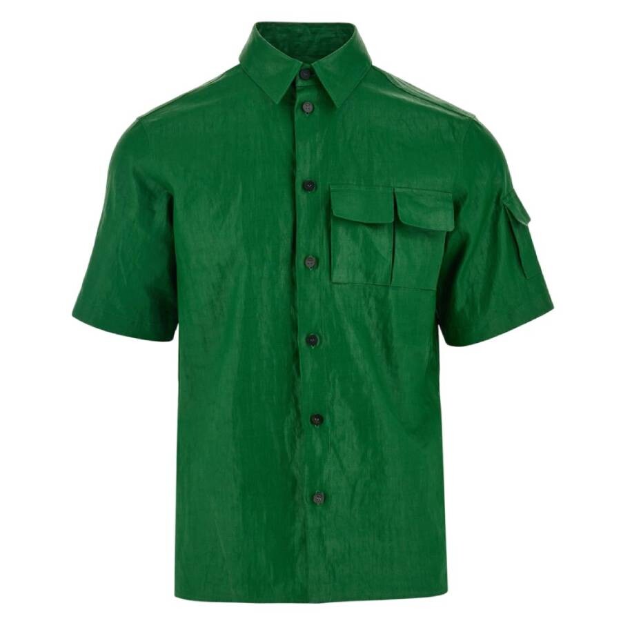 Coated Linen Short-Sleeved Utility Shirt