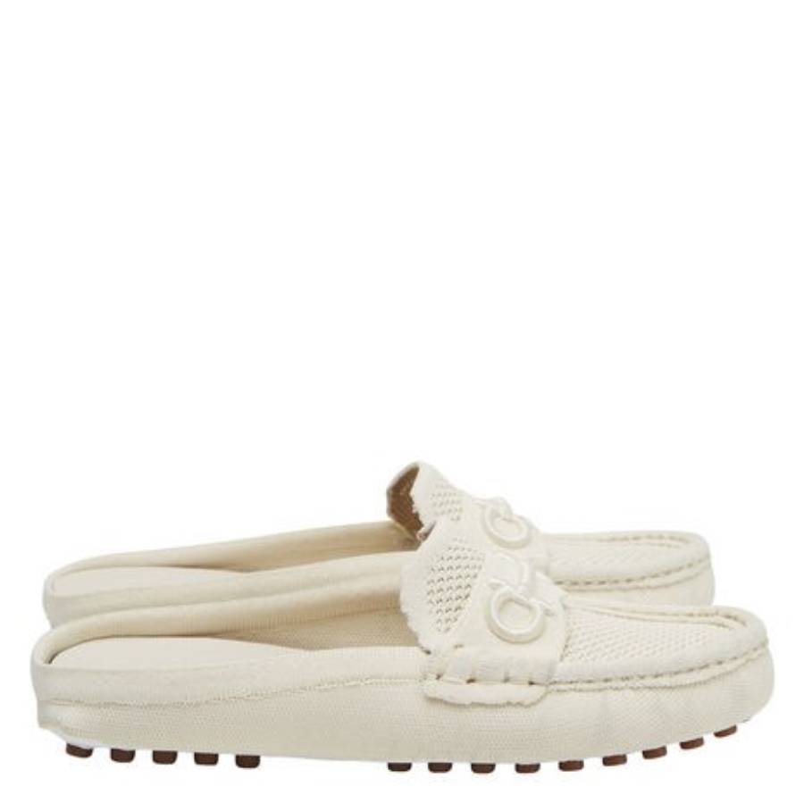 Ferragamo Darcy Driver Mules In White