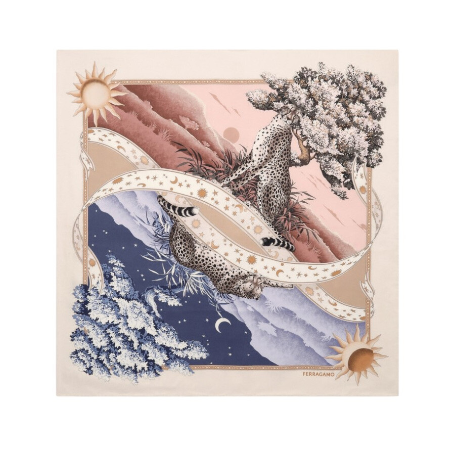 Day And Night Print Silk Foulard