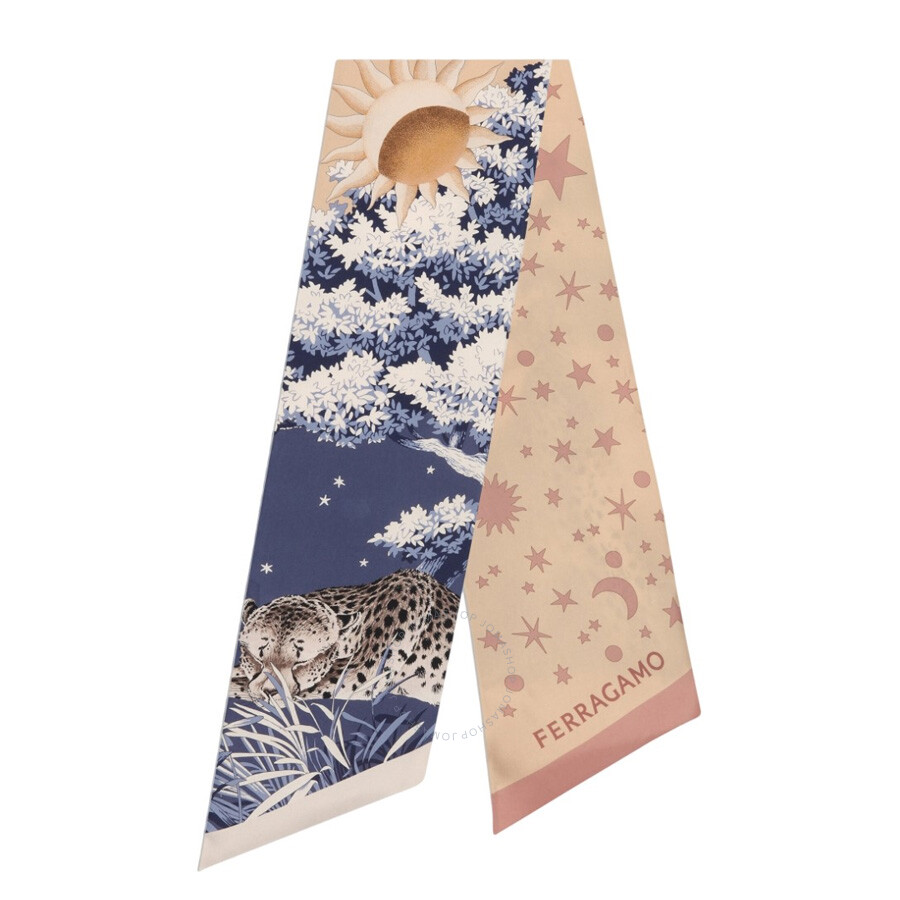 Ferragamo Day & Night Print Scarf In Pink