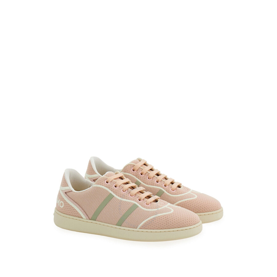 Ferragamo Dedalo Technical Fabric Logo Sneakers In Pink