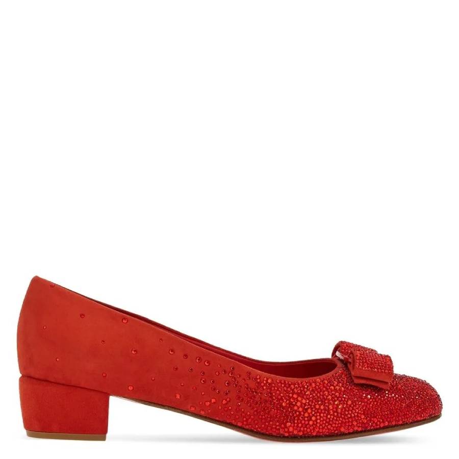Ferragamo Degrade Crystals Vara Bow Pumps, Size 4.5 D 01F609