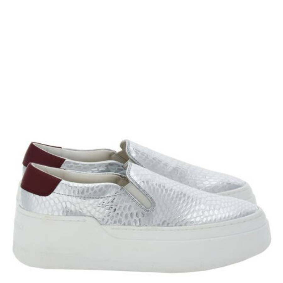 Ferragamo Demetra Embossed Platform Sneakers In Silver