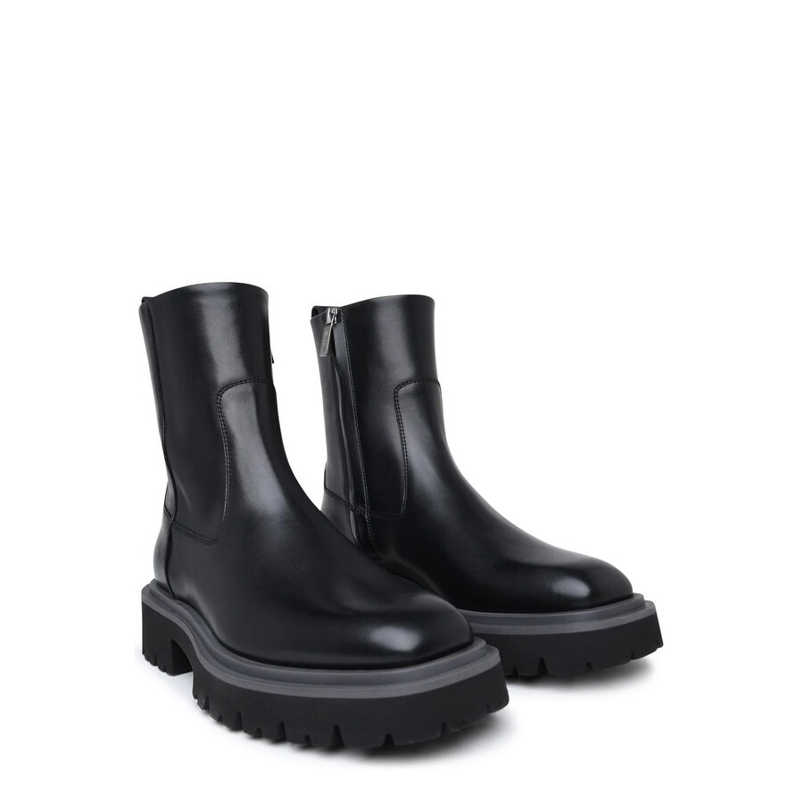 Ferragamo Luxurious Black Leather Boots For Men In Fw23 Collection In Black