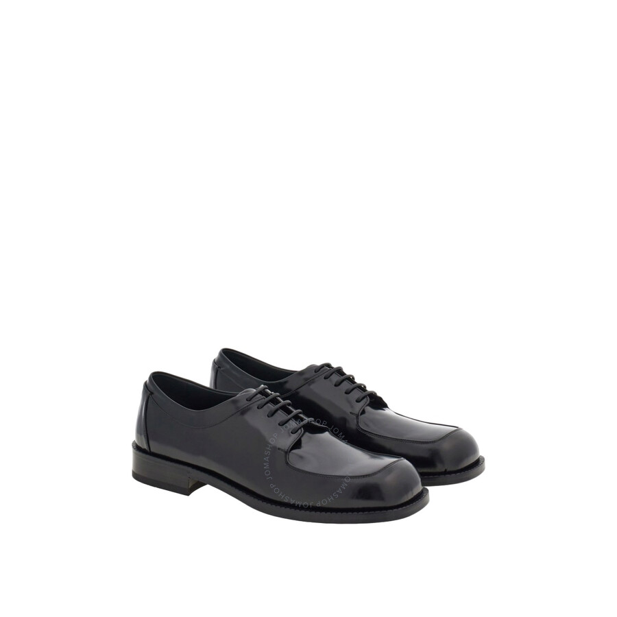 Ferragamo Black Leather Dinamic Lace-up Shoes In Black