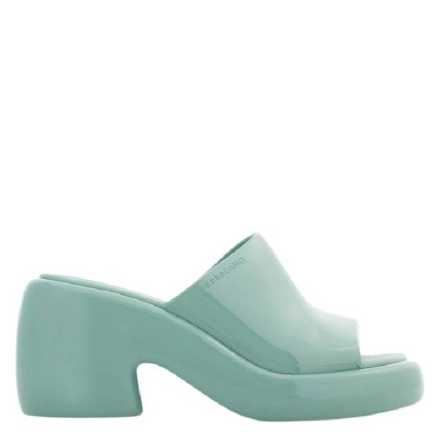 Ferragamo Deva Chunky Rubber Slides In Green