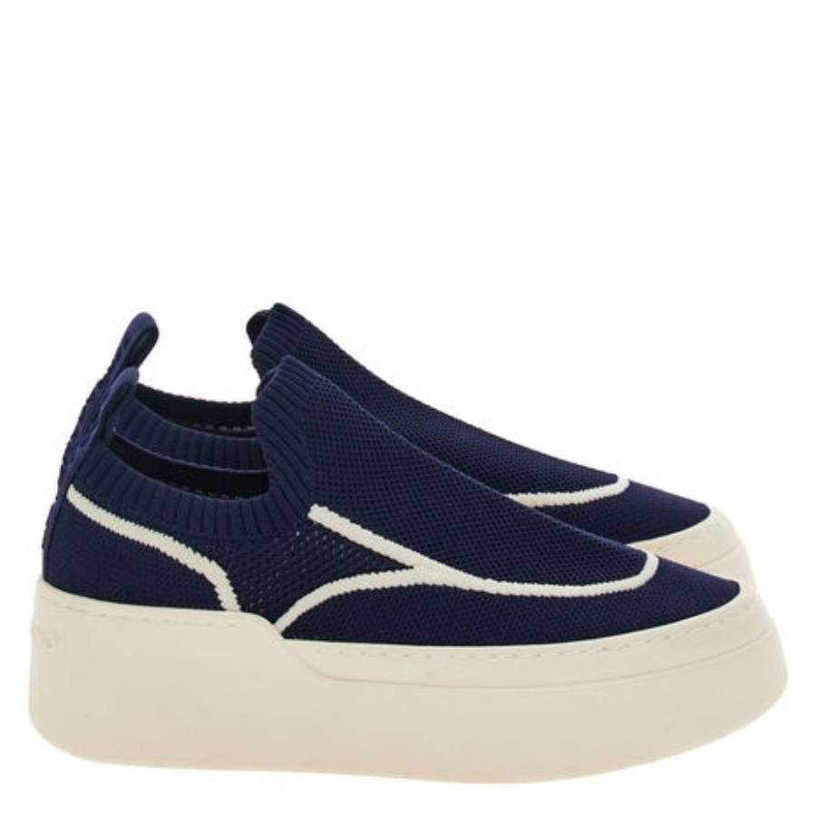 Ferragamo Diana Technical Knit Slip-on Platform Sneakers In Blue