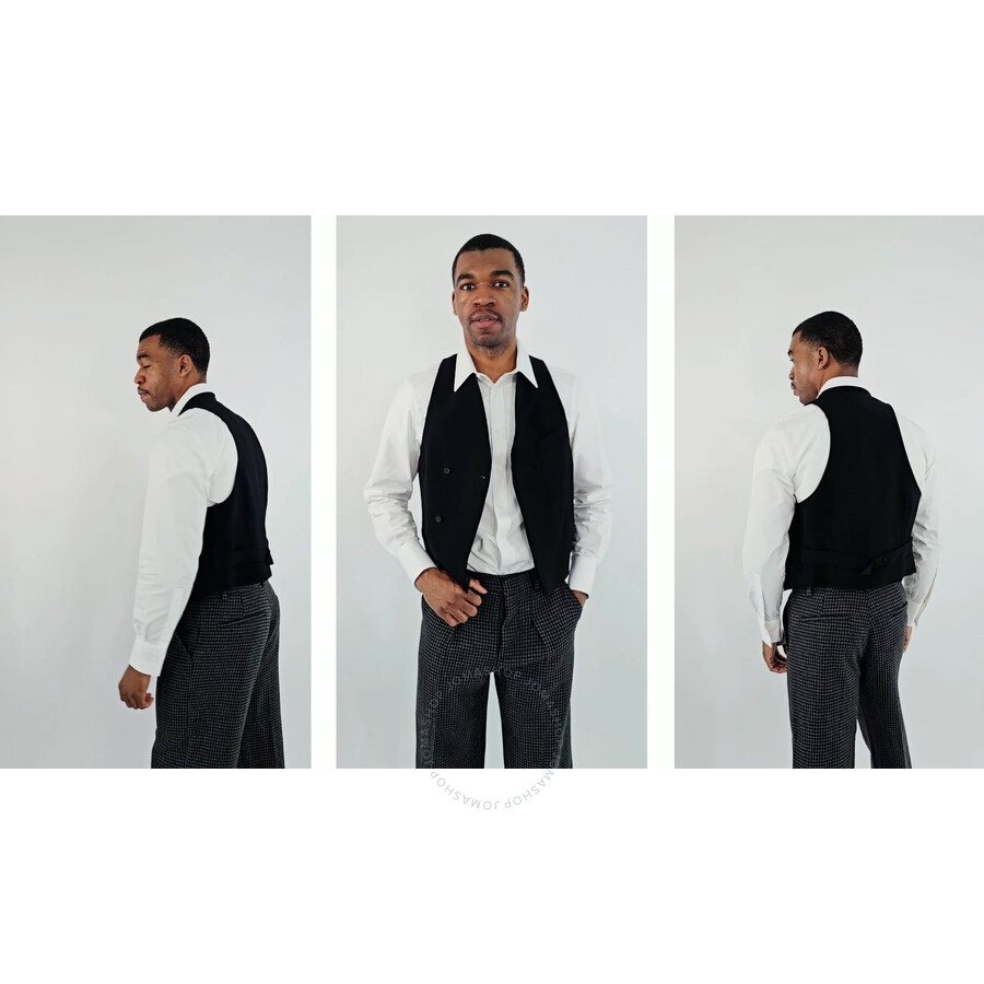 Ferragamo Double Breasted Slim Fit Waistcoat In Black, Brand