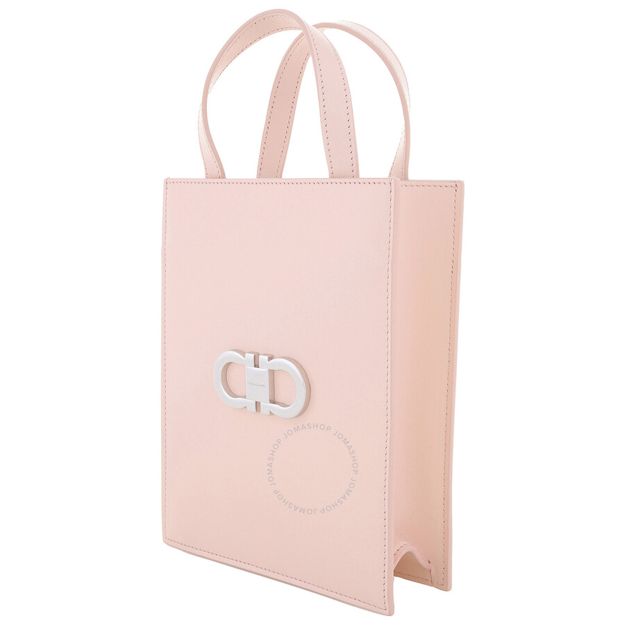 Ferragamo Double Gancini Mini Leather Tote Bag In Pink