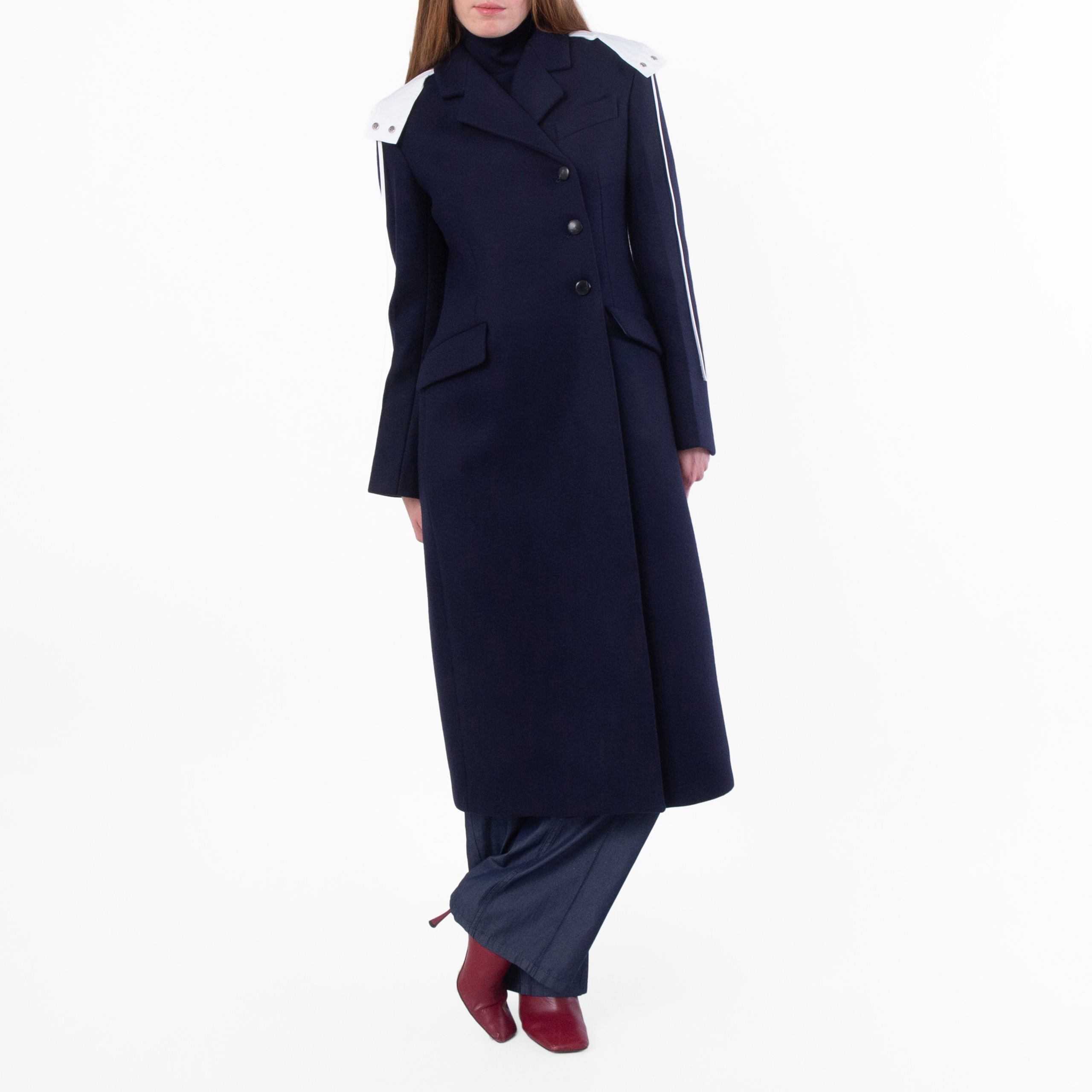 Ferragamo Double-Breasted Wool Coat, Brand Size 46 ( US Size 12